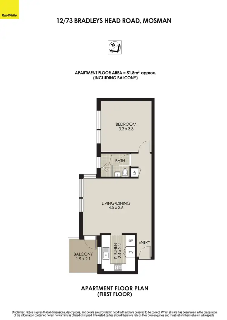Floorplan of Homely apartment listing, 12/73 Bradleys Head Road, Mosman NSW 2088