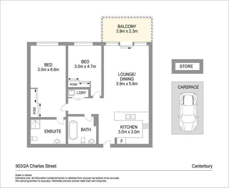 Floorplan of Homely apartment listing, 903/2A Charles Street, Canterbury NSW 2193