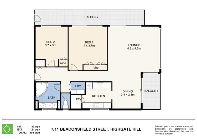 Floorplan of Homely apartment listing, 7/11 Beaconsfield Street, Highgate Hill QLD 4101