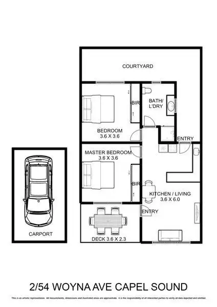 Floorplan of Homely unit listing, 2/54 Woyna Avenue, Capel Sound VIC 3940