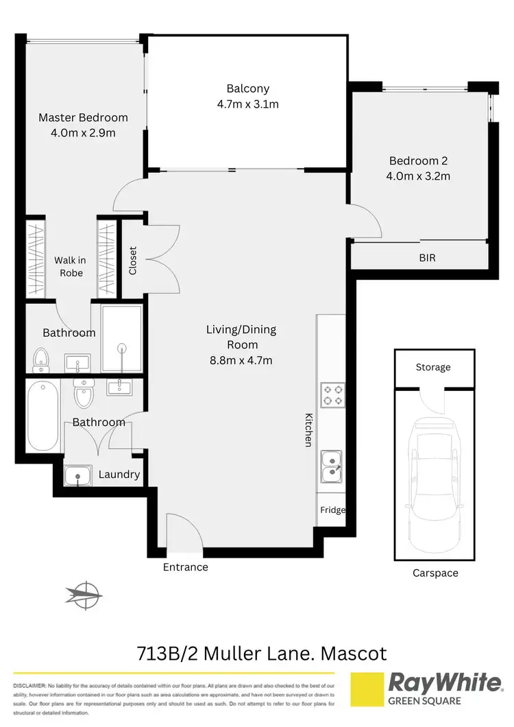 Floorplan of Homely apartment listing, 713B/2 Muller Lane, Mascot NSW 2020