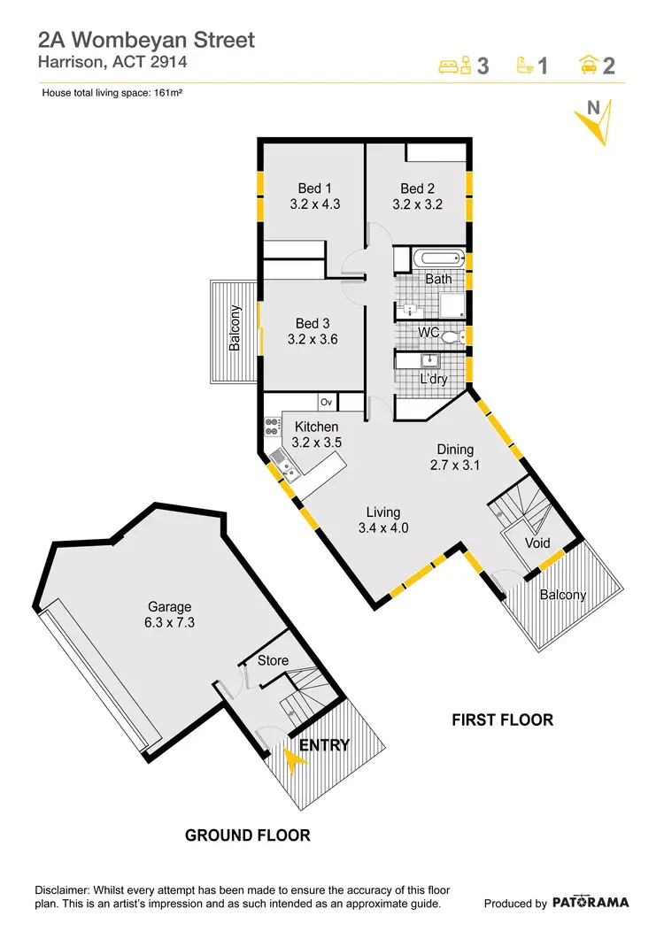 Floorplan of Homely townhouse listing, 2A Wombeyan Street, Harrison ACT 2914