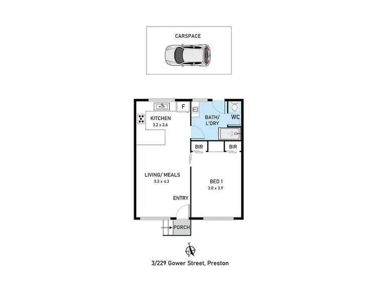 Floorplan of Homely unit listing, 3/229 Gower Street, Preston VIC 3072