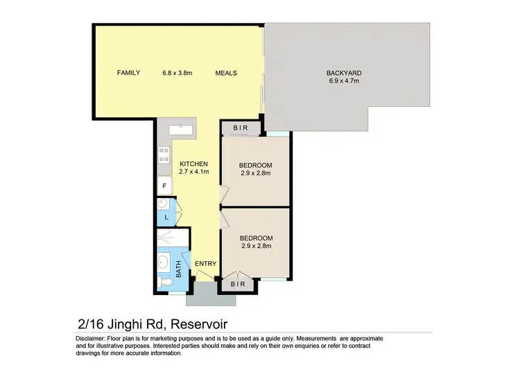 Floorplan of Homely unit listing, 2/16 Jinghi Road, Reservoir VIC 3073