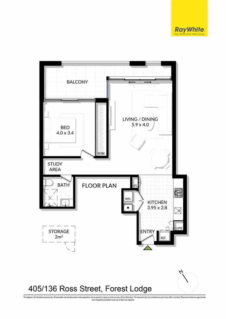 Floorplan of Homely unit listing, 405/136 Ross Street, Forest Lodge NSW 2037