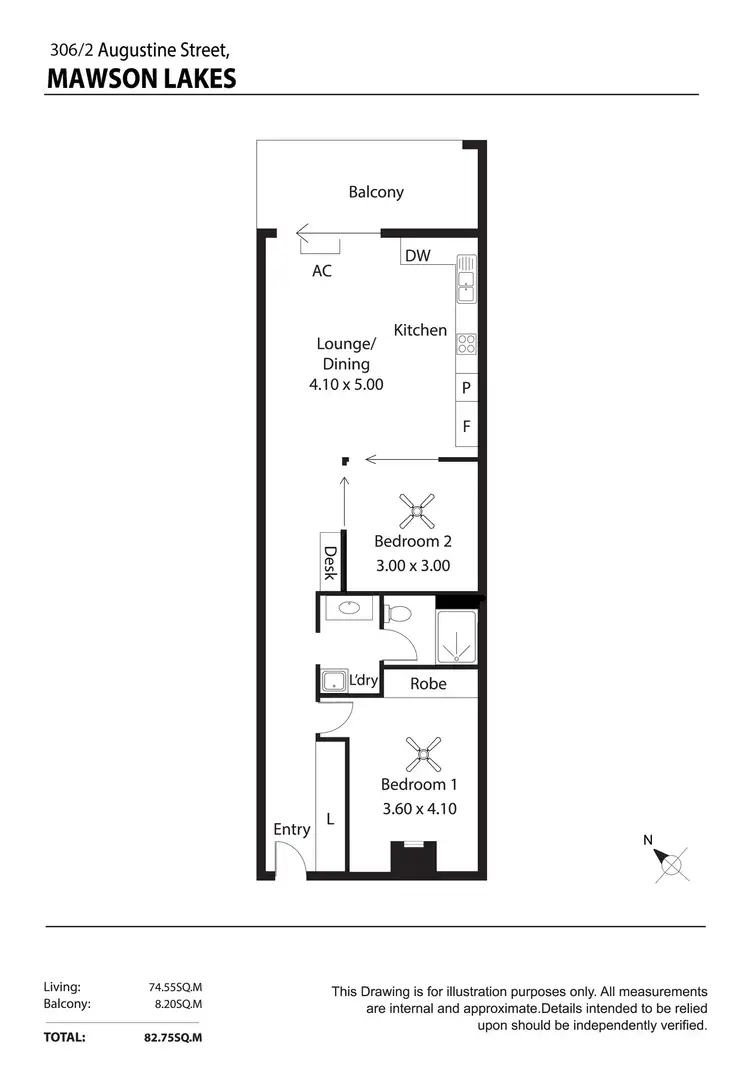 Floorplan of Homely apartment listing, 306/2 Augustine Street, Mawson Lakes SA 5095