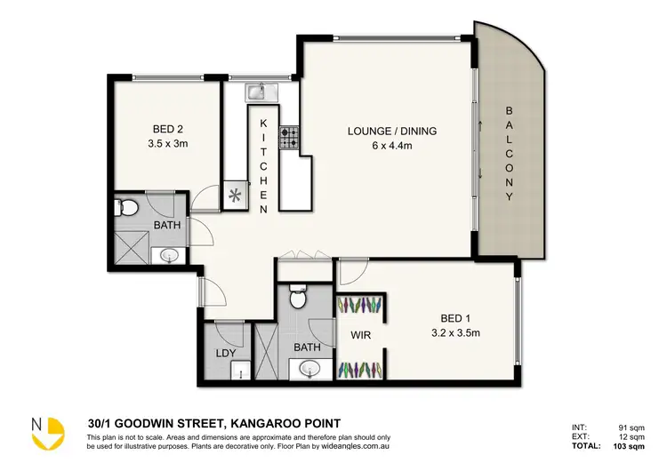 Floorplan of Homely unit listing, 30/1 Goodwin Street, Kangaroo Point QLD 4169