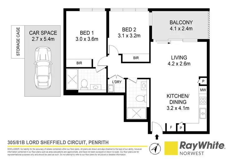 Floorplan of Homely apartment listing, 305/81B Lord Sheffield Circuit, Penrith NSW 2750