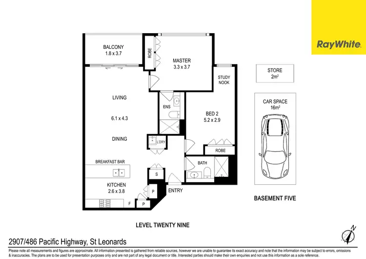 Floorplan of Homely unit listing, 2907/486 Pacific Highway, St Leonards NSW 2065