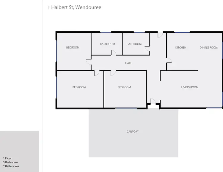 Floorplan of Homely house listing, 1 Halbert Street, Wendouree VIC 3355