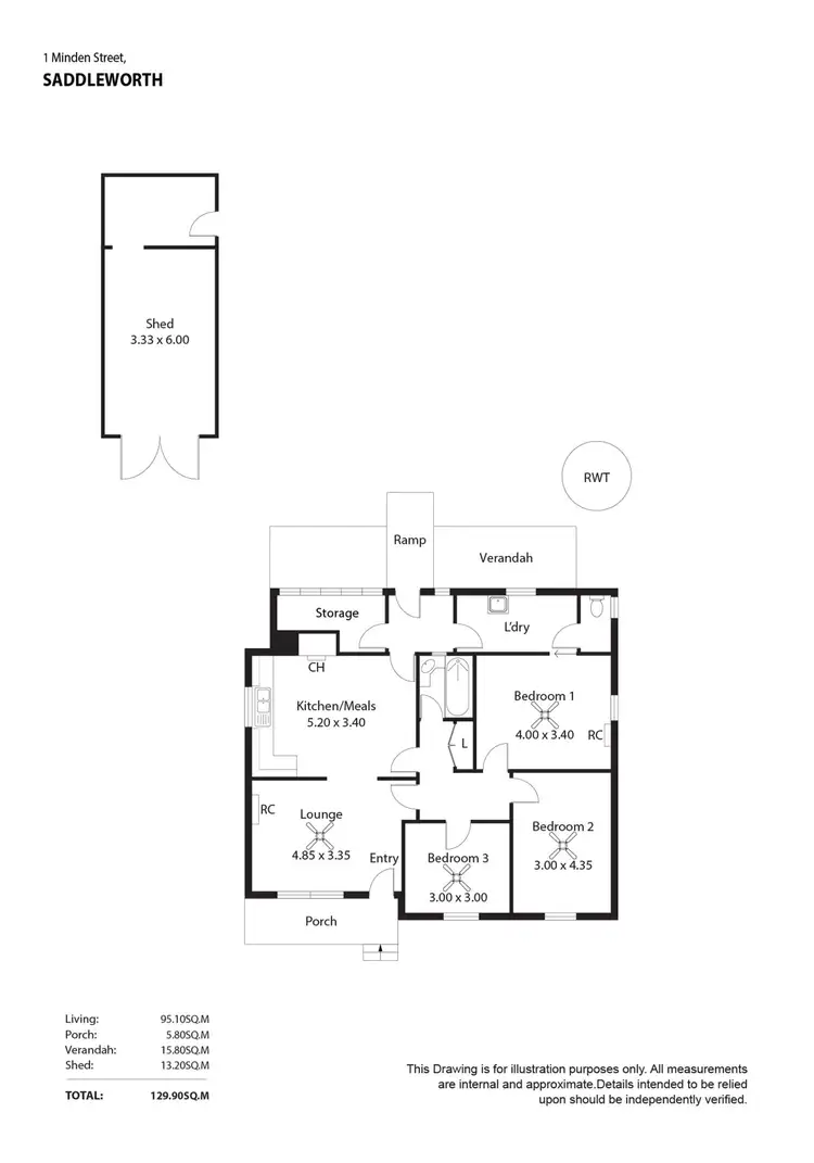 Floorplan of Homely house listing, 1 Minden Street, Saddleworth SA 5413