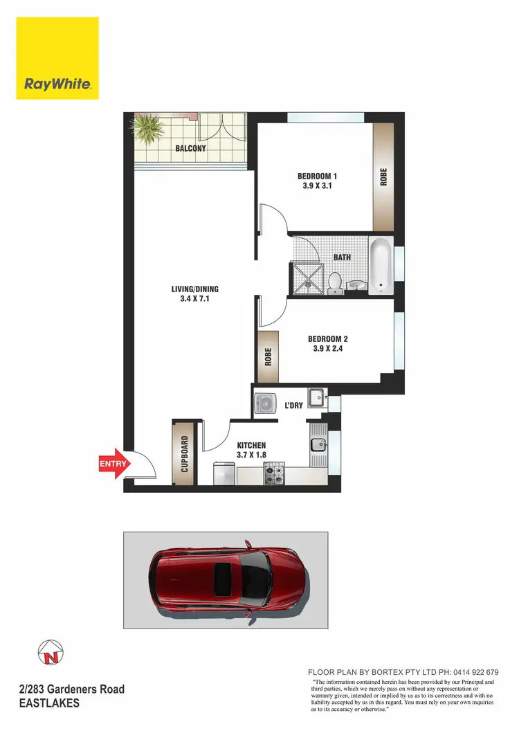 Floorplan of Homely apartment listing, 2/283 Gardeners Road, Eastlakes NSW 2018