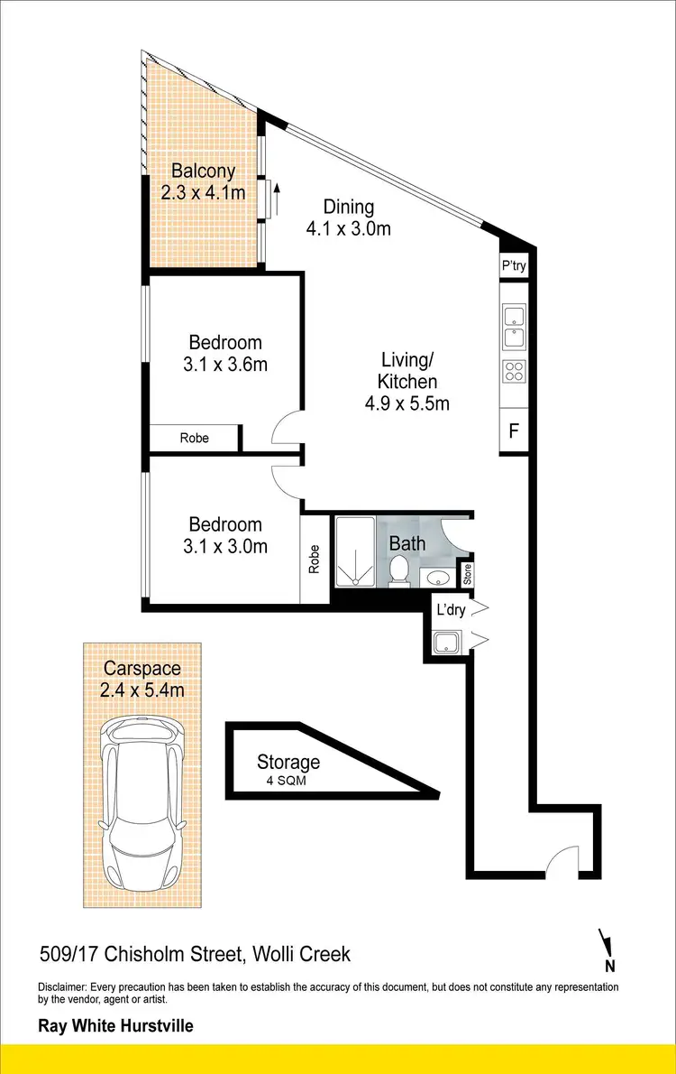 Floorplan of Homely apartment listing, 509/17 Chisholm Street, Wolli Creek NSW 2205