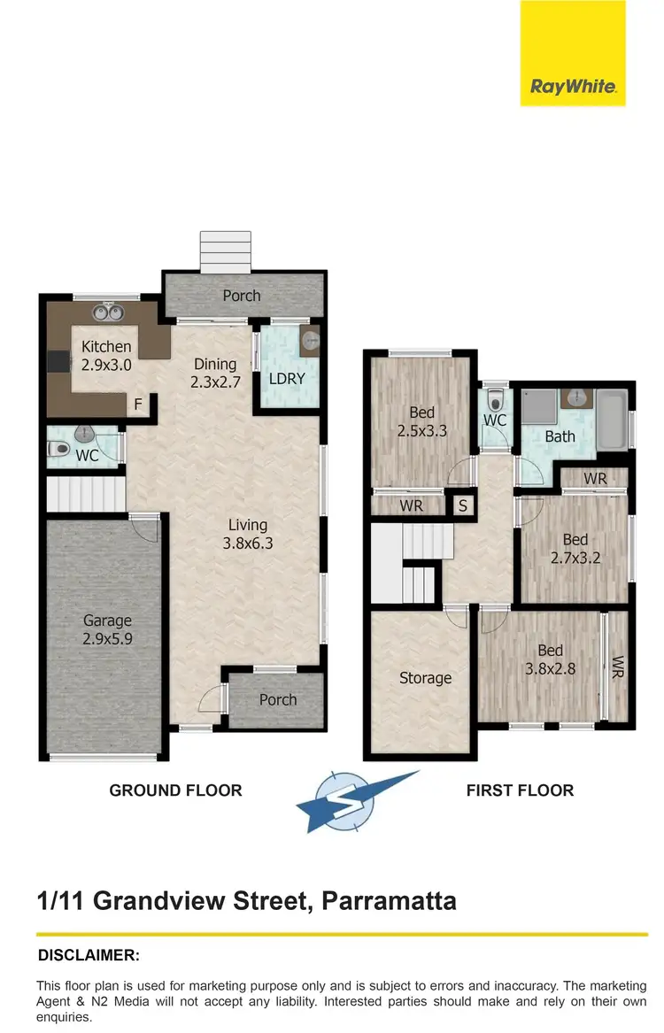 Floorplan of Homely townhouse listing, 1/11 Grandview Street, Parramatta NSW 2150