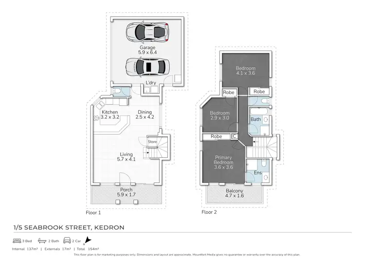 Floorplan of Homely townhouse listing, 1/5 Seabrook Street, Kedron QLD 4031