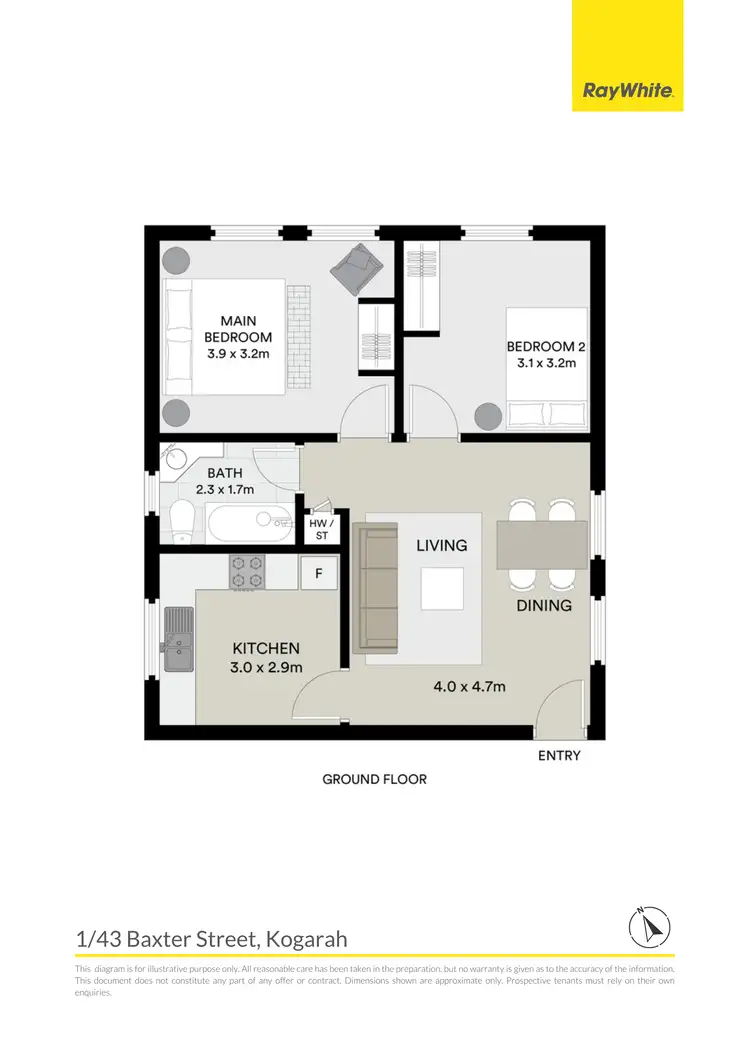 Floorplan of Homely apartment listing, 1/43 Baxter Avenue, Kogarah NSW 2217