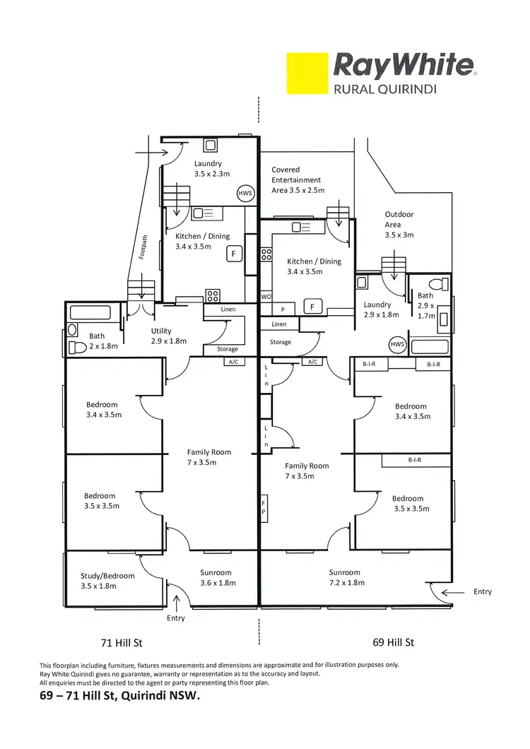 Floorplan of Homely house listing, 69 & 71 Hill Street, Quirindi NSW 2343