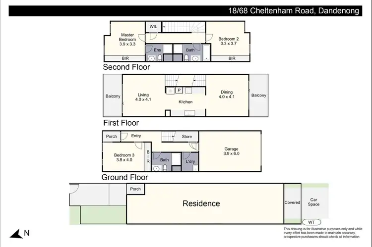 Floorplan of Homely townhouse listing, 18/68 Cheltenham Road, Dandenong VIC 3175