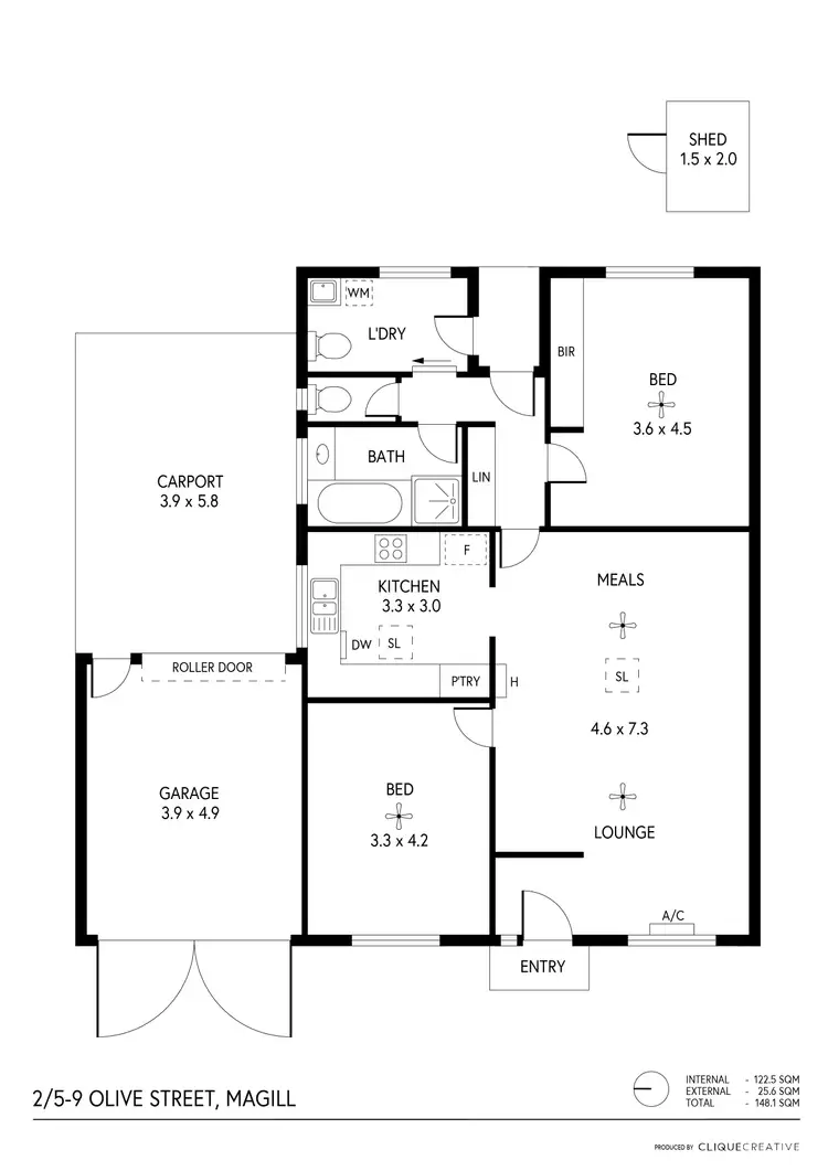 Floorplan of Homely unit listing, 2/5-9 Olive Street, Magill SA 5072