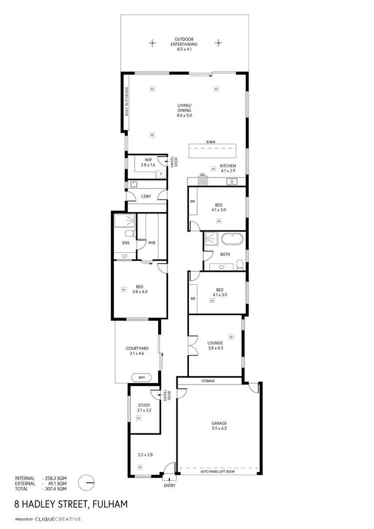 Floorplan of Homely house listing, 8 Hadley Street, Fulham SA 5024