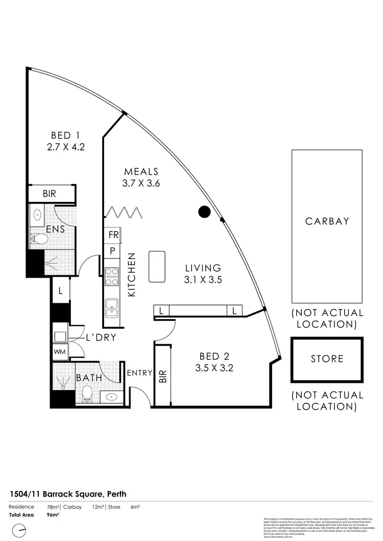 Floorplan of Homely apartment listing, 1504/11 Barrack Square, Perth WA 6000