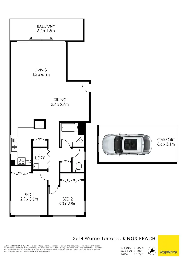 Floorplan of Homely unit listing, 3/14 Warne Terrace, Kings Beach QLD 4551
