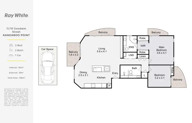 Floorplan of Homely apartment listing, 11/10 Goodwin Street, Kangaroo Point QLD 4169