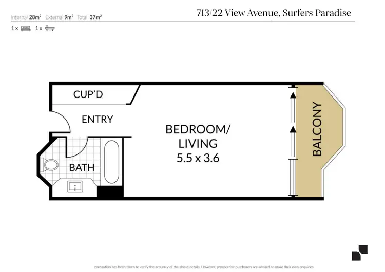 Floorplan of Homely apartment listing, 713/22 View Avenue, Surfers Paradise QLD 4217