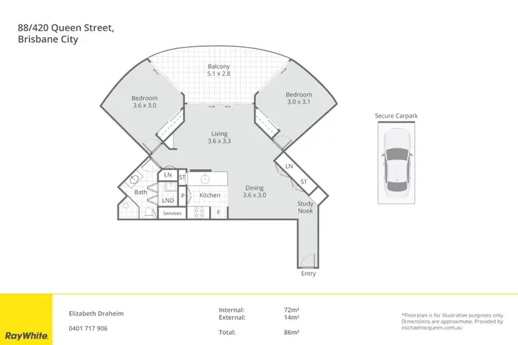 Floorplan of Homely apartment listing, 88/420 Queen Street, Brisbane City QLD 4000