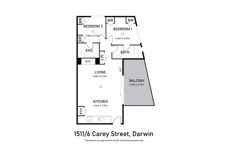 Floorplan of Homely unit listing, 1511/6 Carey Street, Darwin City NT 800