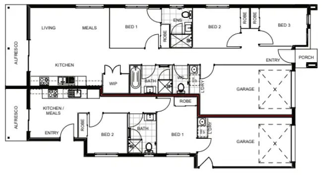 Floorplan of Homely semi-detached listing, 35B Ascot Way, Burpengary East QLD 4505