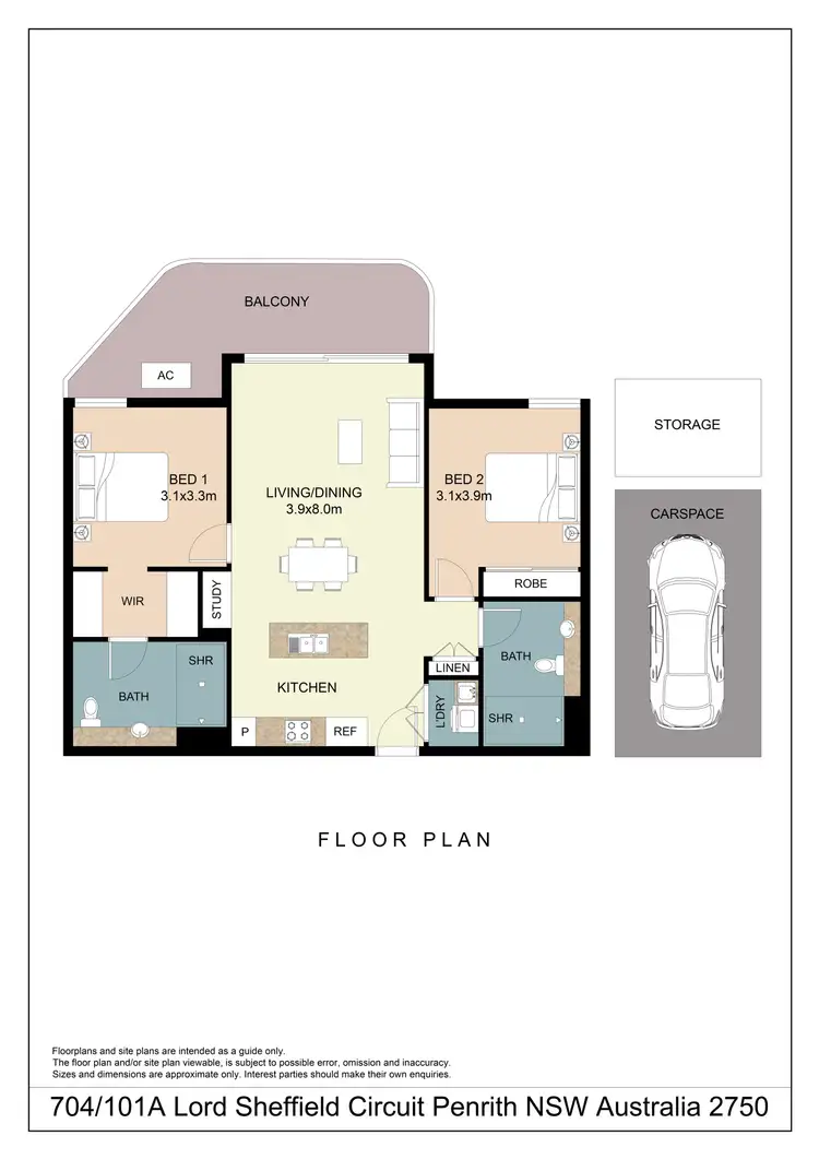 Floorplan of Homely apartment listing, 704/101A Lord Sheffield Circuit, Penrith NSW 2750