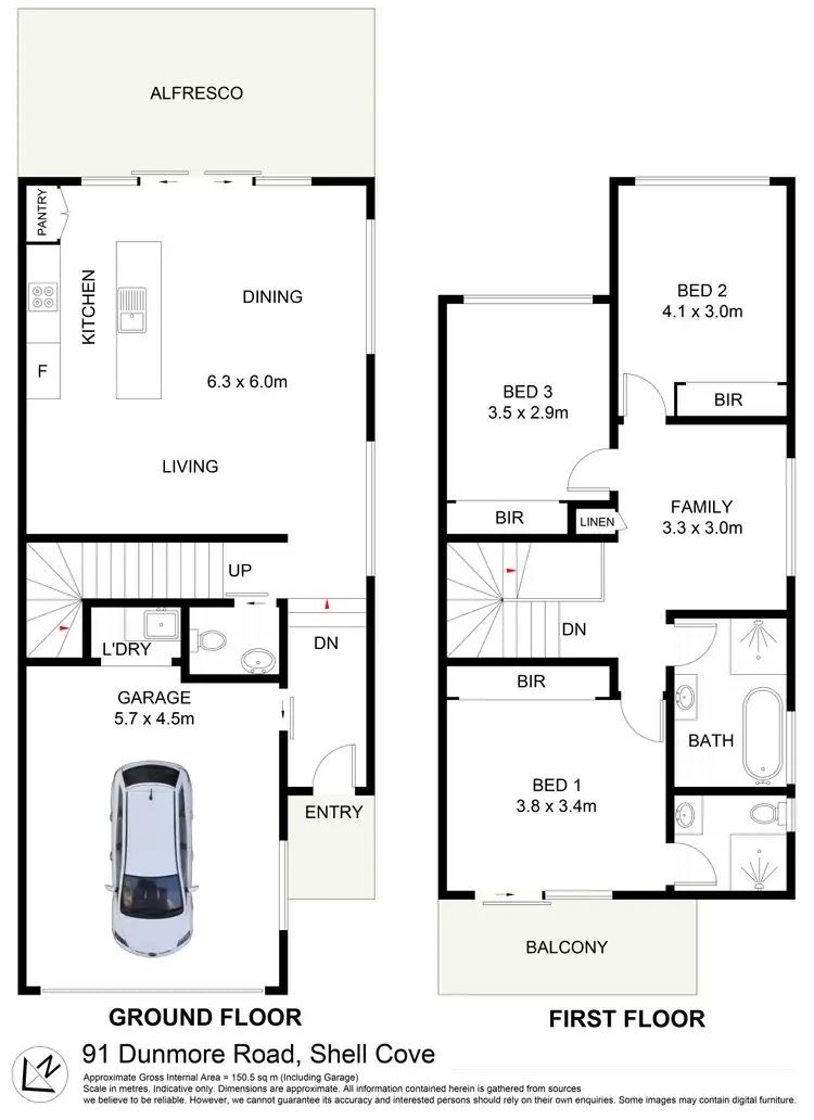 Floorplan of Homely semi-detached listing, 91A Dunmore Road, Shell Cove NSW 2529