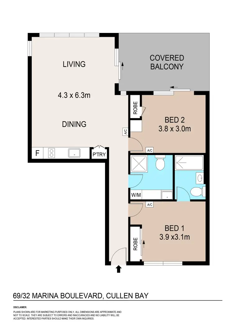 Floorplan of Homely unit listing, 69/32 Marina Boulevard, Larrakeyah NT 820