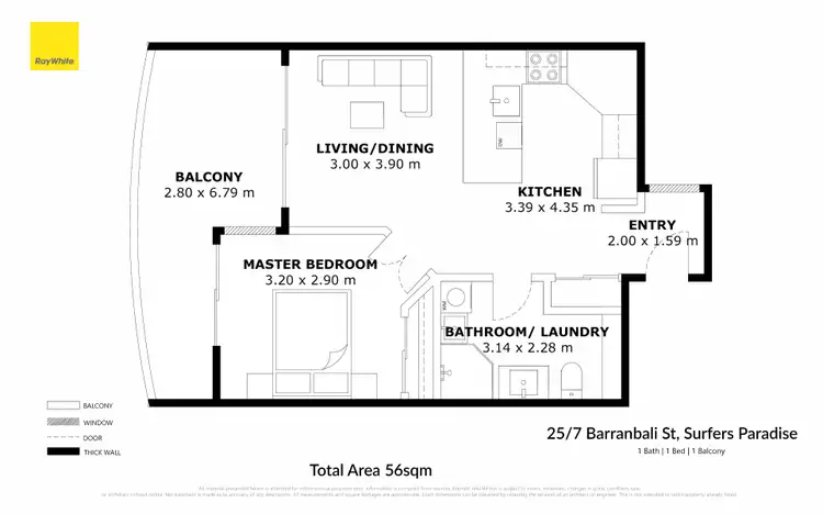 Floorplan of Homely apartment listing, 25/7-13 Barranbali Street, Surfers Paradise QLD 4217