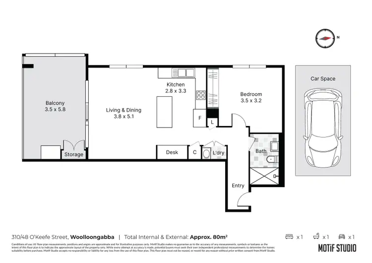 Floorplan of Homely apartment listing, 310/48 O'Keefe Street, Woolloongabba QLD 4102