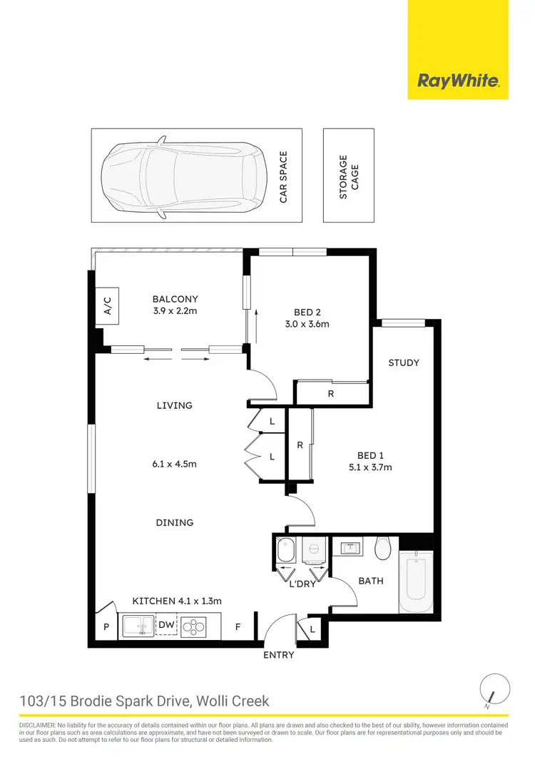 Floorplan of Homely apartment listing, 103/15 Brodie Spark Drive, Wolli Creek NSW 2205