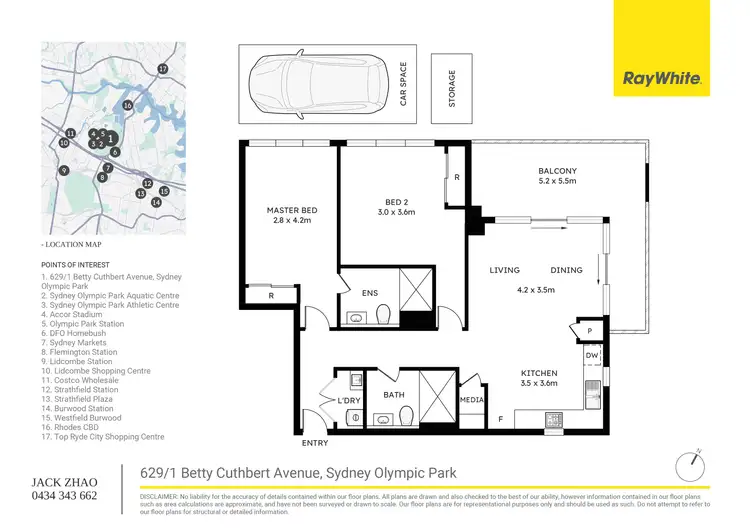 Floorplan of Homely apartment listing, 629/1 Betty Cuthbert Avenue, Sydney Olympic Park NSW 2127