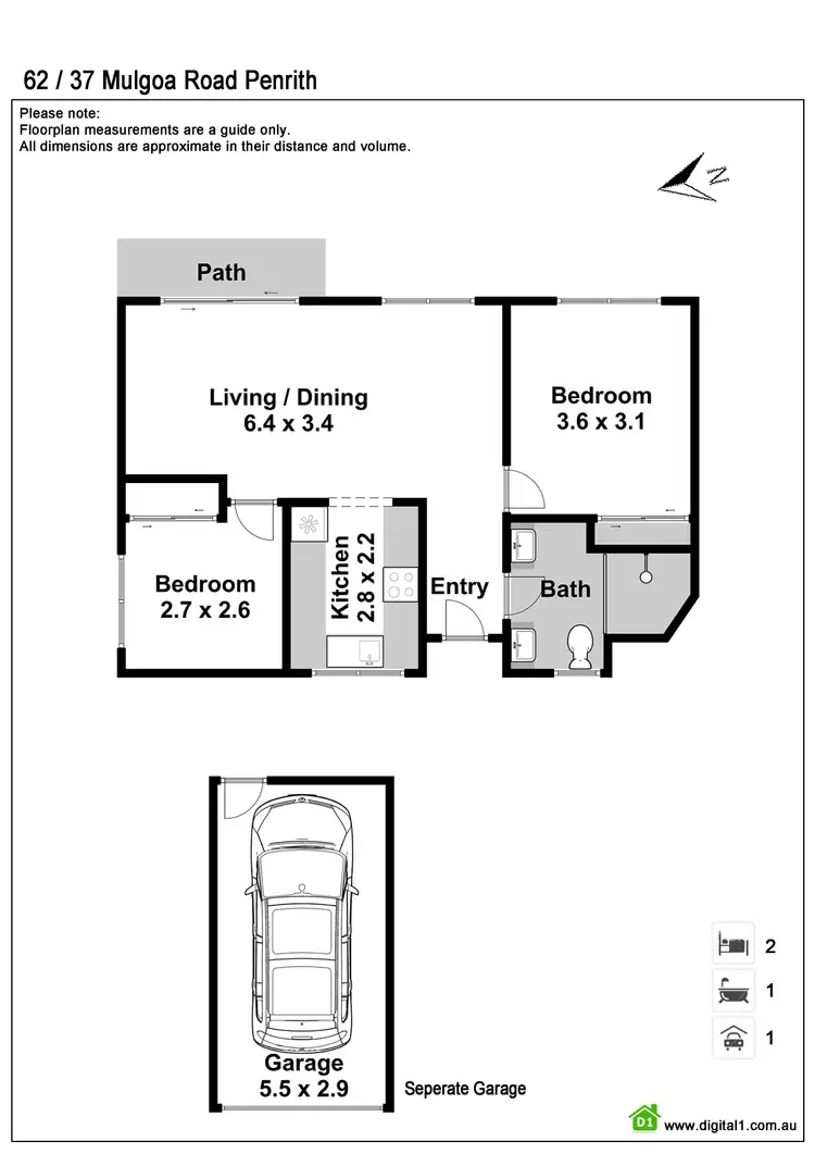 Floorplan of Homely unit listing, 62/37 Mulgoa Road, Penrith NSW 2750