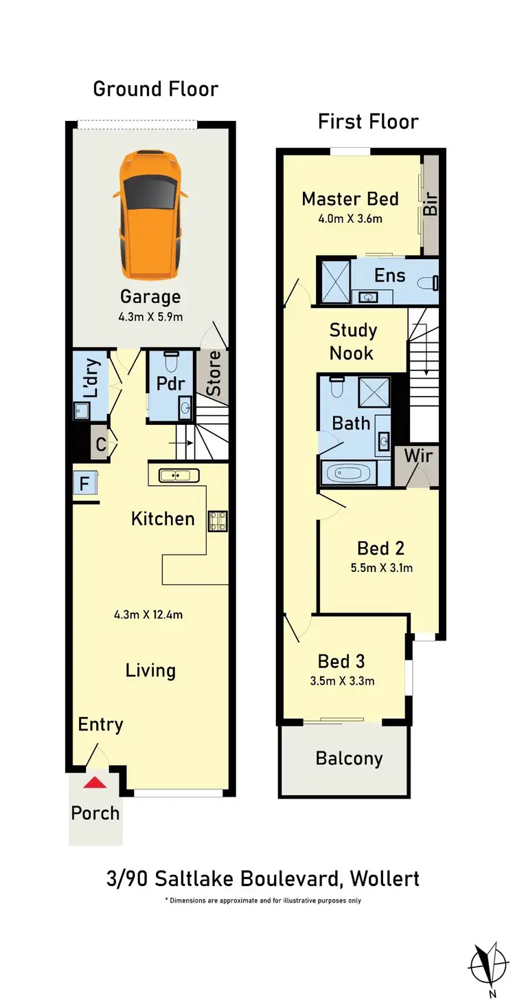 Floorplan of Homely townhouse listing, 3/90 Saltlake Boulevard, Wollert VIC 3750