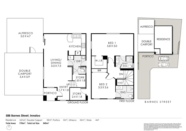 Floorplan of Homely townhouse listing, 58B Barnes Street, Innaloo WA 6018