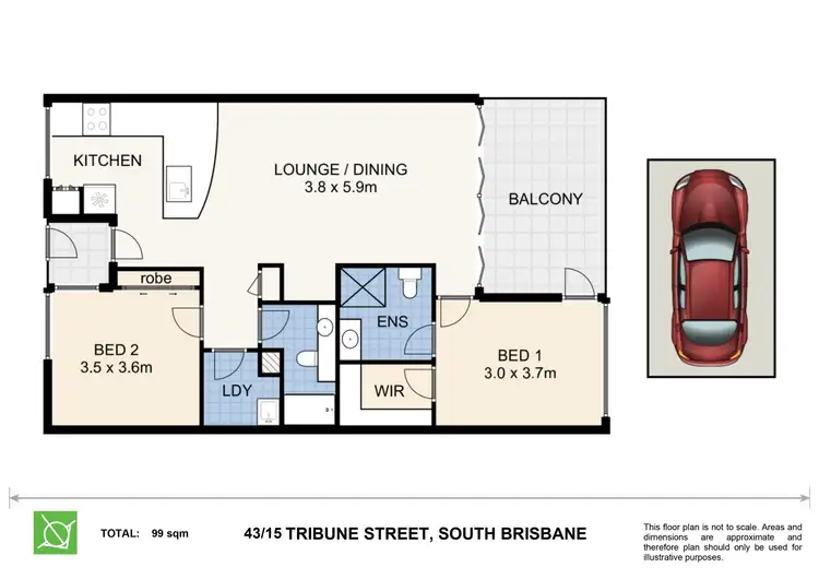 Floorplan of Homely apartment listing, 43/15 Tribune Street, South Brisbane QLD 4101
