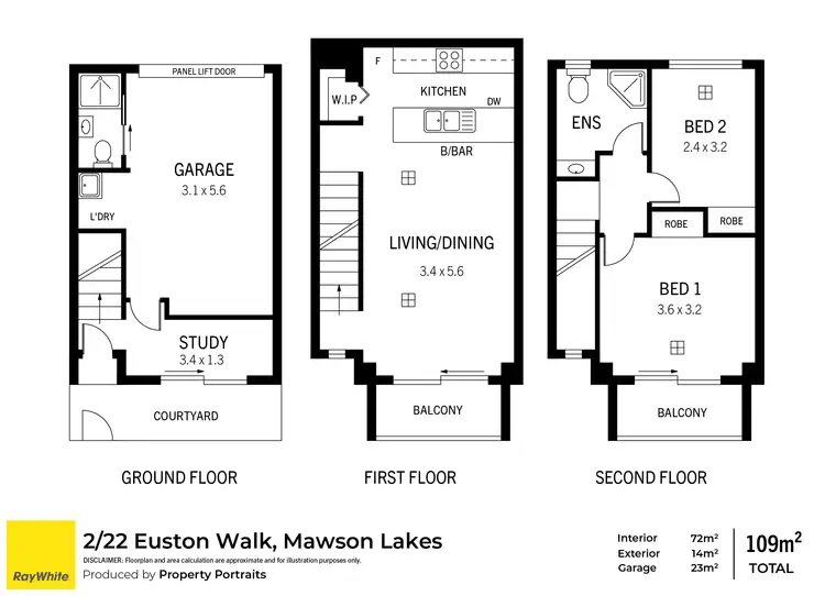Floorplan of Homely townhouse listing, 2/22 Euston Walk, Mawson Lakes SA 5095