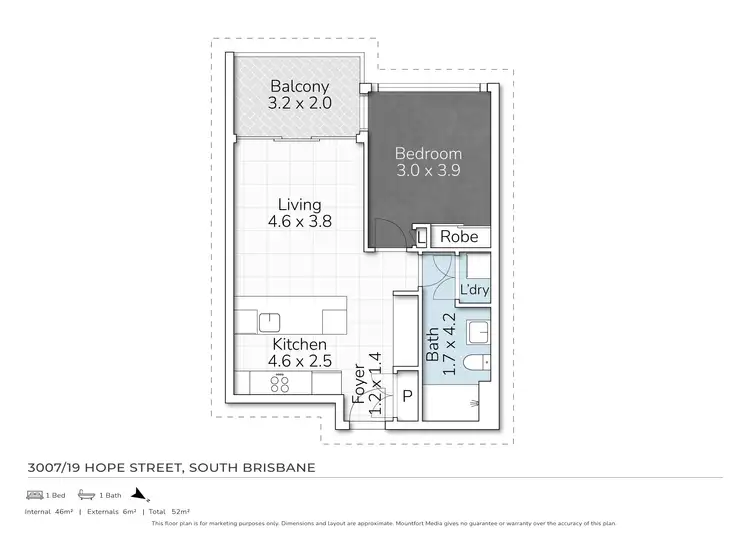 Floorplan of Homely unit listing, 19 Hope Street, South Brisbane QLD 4101