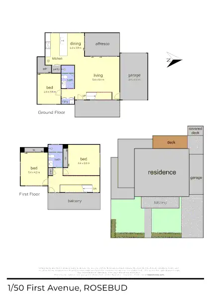 Floorplan of Homely townhouse listing, 1/50 First Avenue, Rosebud VIC 3939