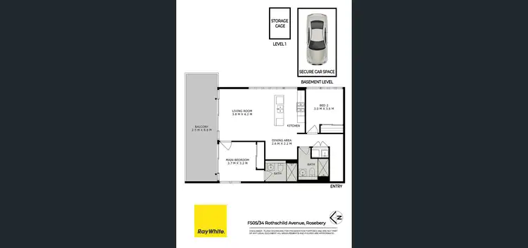 Floorplan of Homely apartment listing, F505/34 Rothschild Avenue, Rosebery NSW 2018