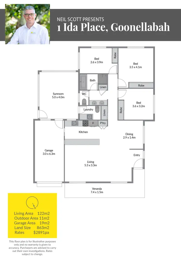 Floorplan of Homely semi-detached listing, 1 Ida Place, Goonellabah NSW 2480