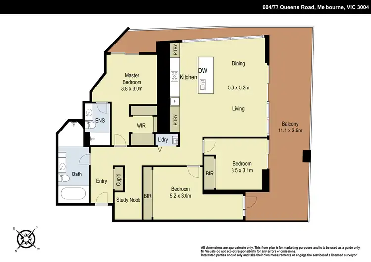 Floorplan of Homely apartment listing, 604/77 Queens Road, Melbourne VIC 3004
