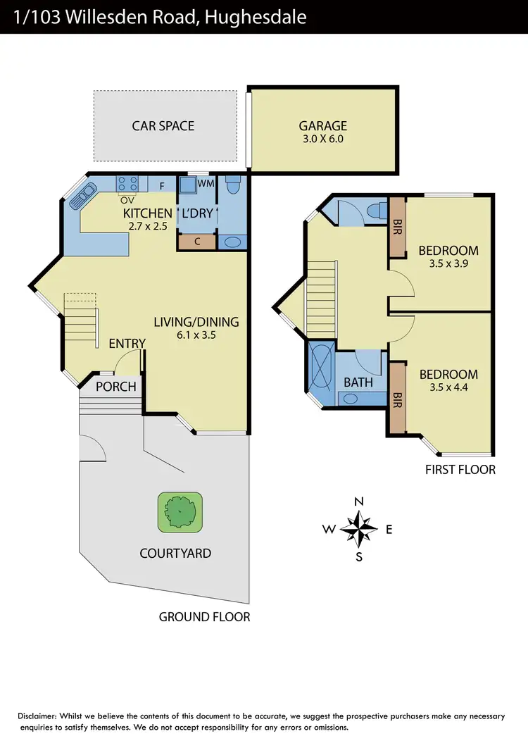 Floorplan of Homely townhouse listing, 1/103 Willesden Road, Hughesdale VIC 3166