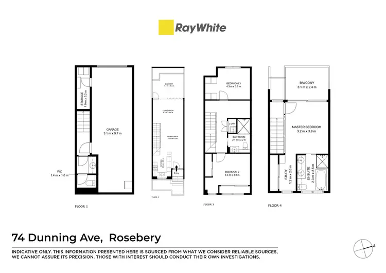 Floorplan of Homely townhouse listing, 74 Dunning Avenue, Rosebery NSW 2018